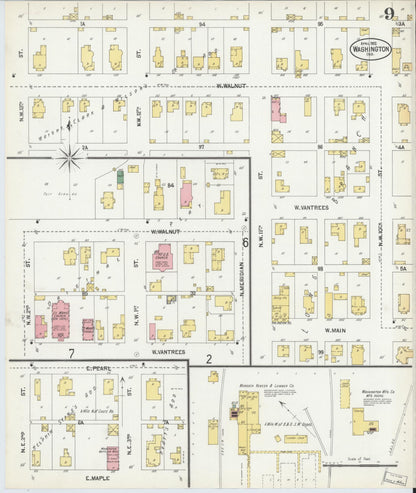 Sanborn Fire Insurance Map from Washington, Daviess County, Indiana (1902), Sheet #0009 - Complete Map Set gallery image, historic Sanborn map, vintage wall art, Washington Washington