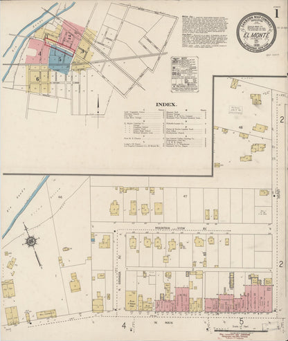 Sanborn Fire Insurance Map from El Monte, Los Angeles County, California (1920), Sheet #0001 - Complete Map Set gallery image, historic Sanborn map, vintage wall art, California California