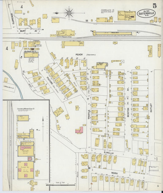 Sanborn Fire Insurance Map from Sistersville, Tyler County, West Virginia (1902), Sheet #0005 - Historic Sanborn Fire Insurance Map Print, vintage old map wall art, antique decor, genealogy gift, West Virginia West Virginia map