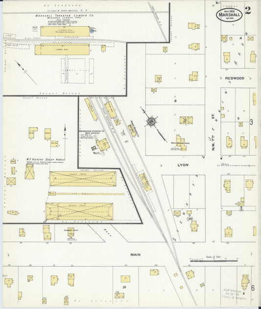 Sanborn Fire Insurance Map from Marshall, Lyon County, Minnesota (1909), Sheet #0002 - Historic Sanborn Fire Insurance Map Print, vintage old map wall art, antique decor, genealogy gift, Minnesota Minnesota map