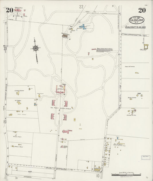 Sanborn Fire Insurance Map from Glen Cove, Nassau County, New York (1925), Sheet #0020 - Historic Sanborn Fire Insurance Map Print, vintage old map wall art, antique decor, genealogy gift, New York New York map