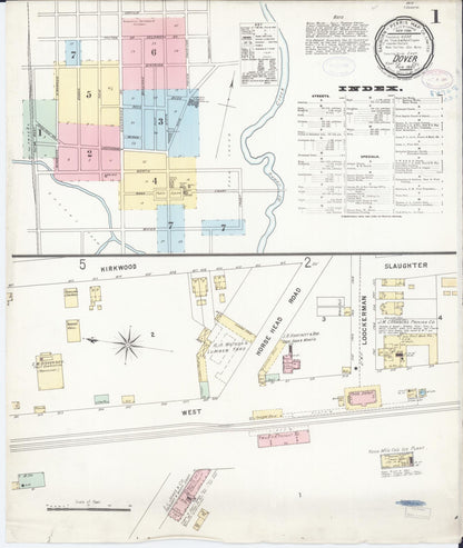 Sanborn Fire Insurance Map from Dover, Kent County, Delaware (1897), Sheet #0001 - Complete Map Set gallery image, historic Sanborn map, vintage wall art, Delaware Delaware