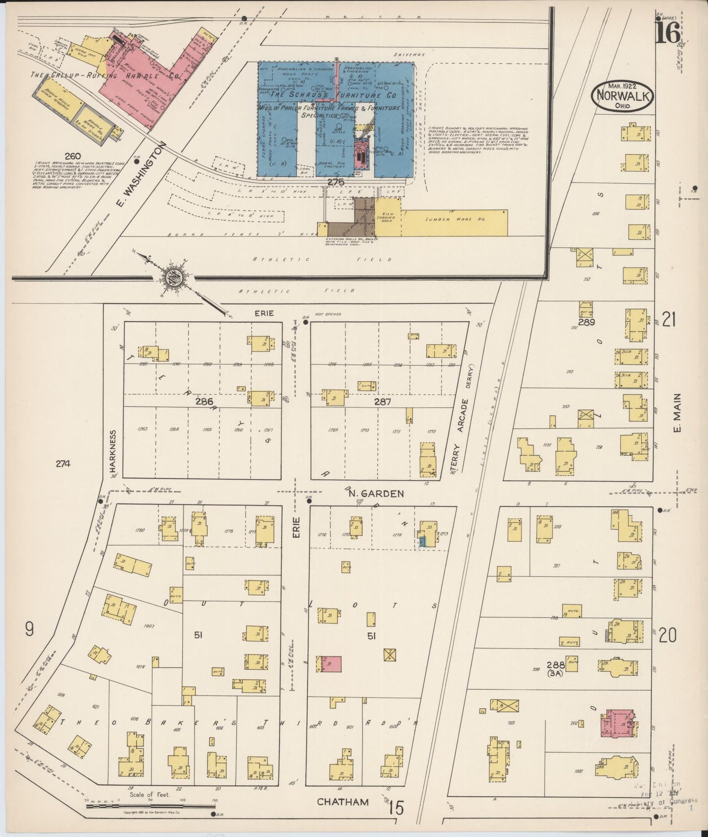 Sanborn Fire Insurance Map from Norwalk, Huron County, Ohio (1922), Sheet #0016 - Complete Map Set gallery image, historic Sanborn map, vintage wall art, Ohio Ohio