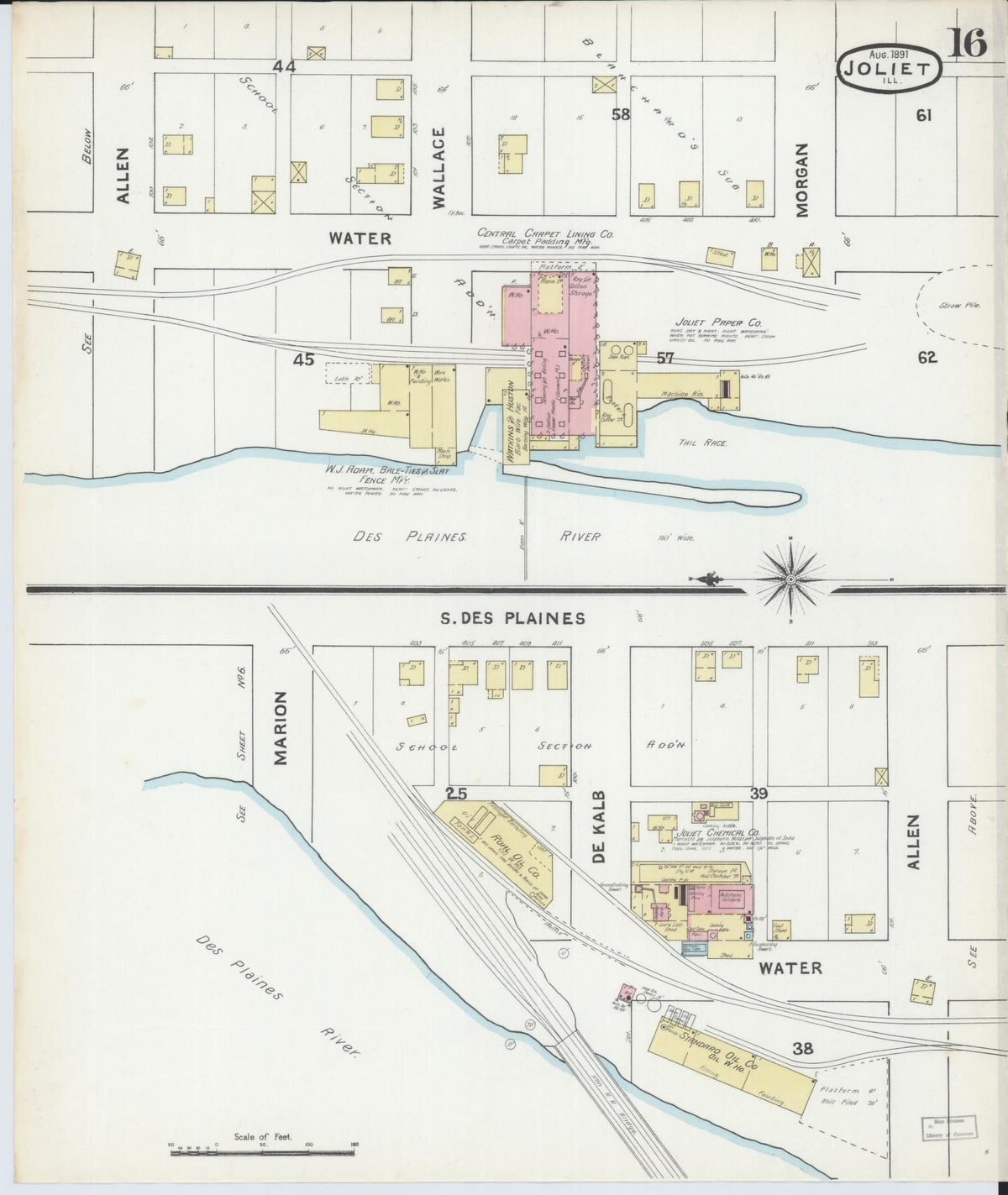 Sanborn Fire Insurance Map from Joliet, Will County, Illinois (1891), Sheet #0016 - Complete Map Set gallery image, historic Sanborn map, vintage wall art, Illinois Illinois