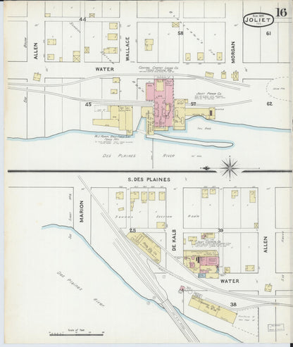 Sanborn Fire Insurance Map from Joliet, Will County, Illinois (1891), Sheet #0016 - Complete Map Set gallery image, historic Sanborn map, vintage wall art, Illinois Illinois