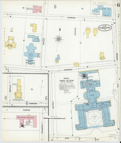 Sanborn Fire Insurance Map from Saint Augustine, Saint John's County, Florida (1899), Sheet #0006 - Historic Sanborn Fire Insurance Map Print, vintage old map wall art, antique decor, genealogy gift, Florida Florida map