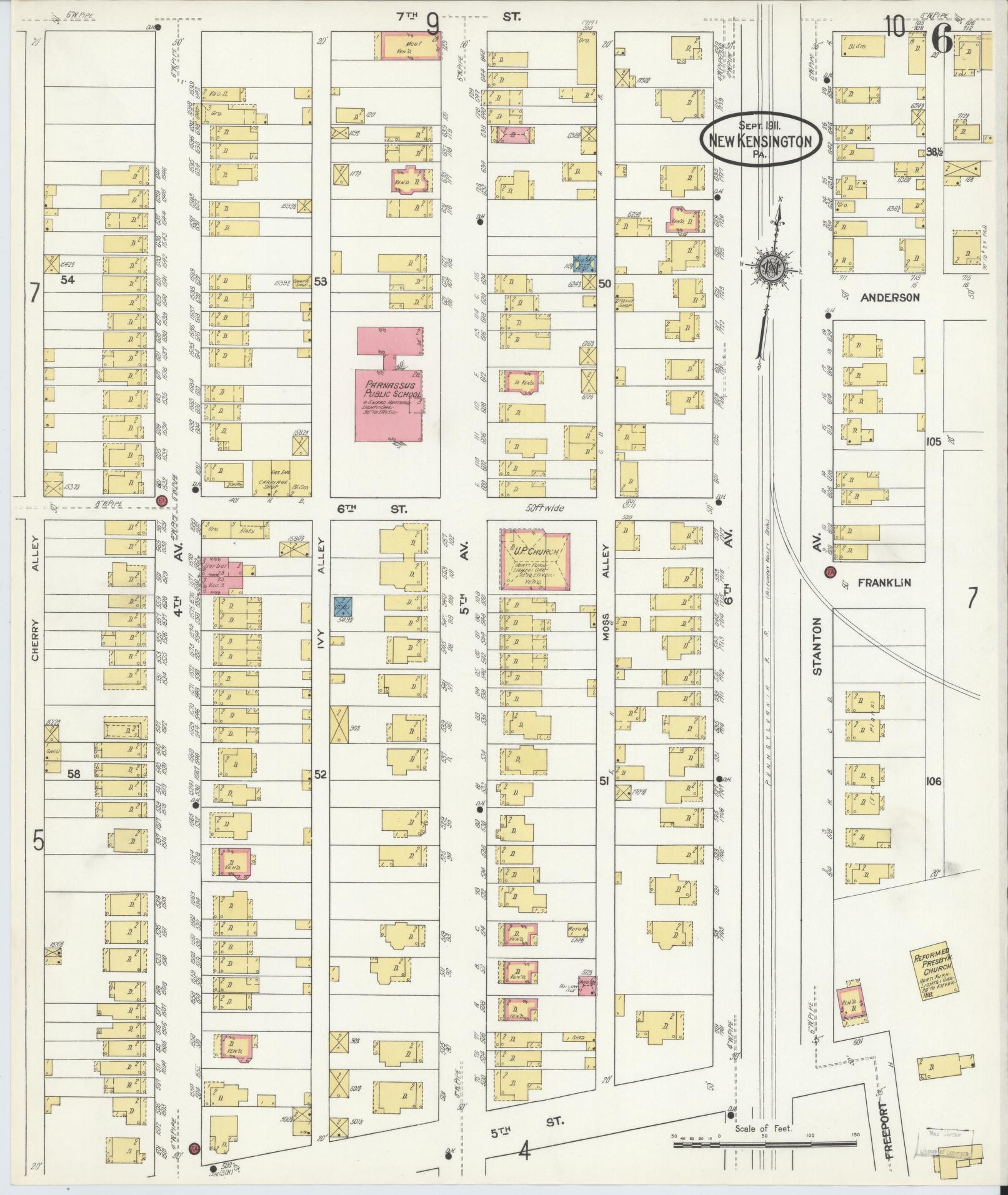 Sanborn Fire Insurance Map from New Kensington, Westmoreland County, Pennsylvania (1911), Sheet #0006 - Complete Map Set gallery image, historic Sanborn map, vintage wall art, Pennsylvania Pennsylvania