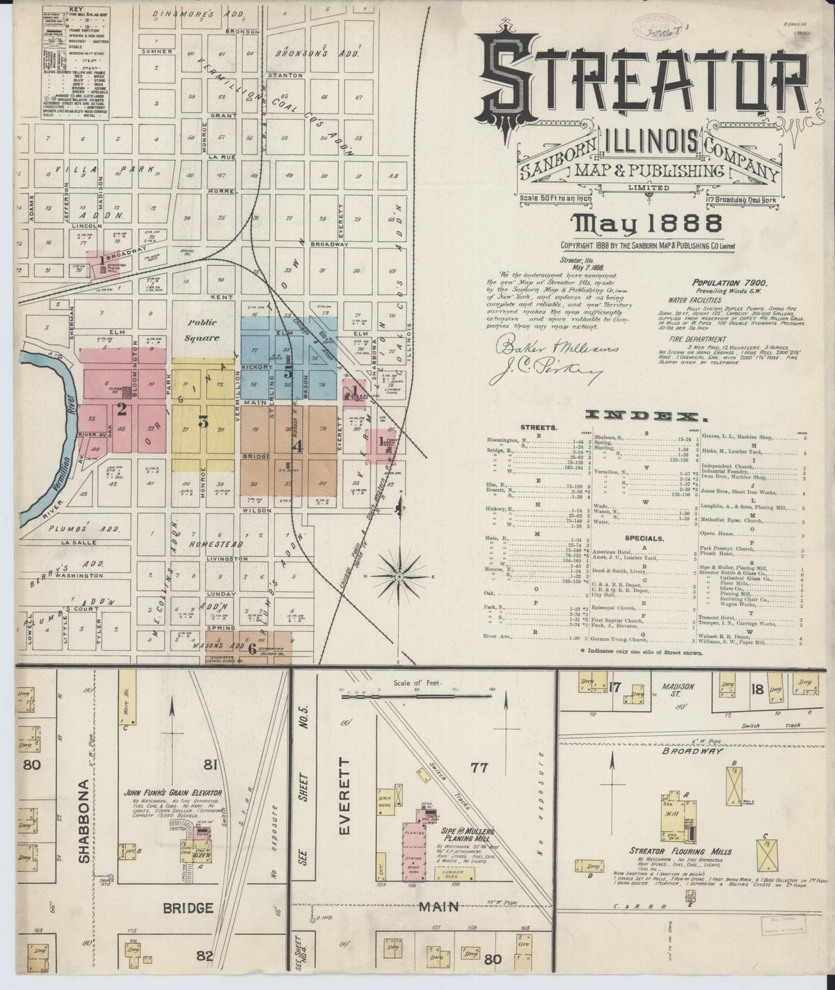 Sanborn Fire Insurance Map from Streator, La Salle County, Illinois (1888), Sheet #0001 - Complete Map Set gallery image, historic Sanborn map, vintage wall art, Illinois Illinois