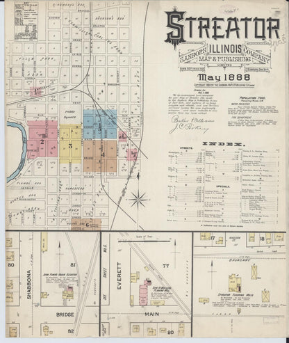 Sanborn Fire Insurance Map from Streator, La Salle County, Illinois (1888), Sheet #0001 - Complete Map Set gallery image, historic Sanborn map, vintage wall art, Illinois Illinois