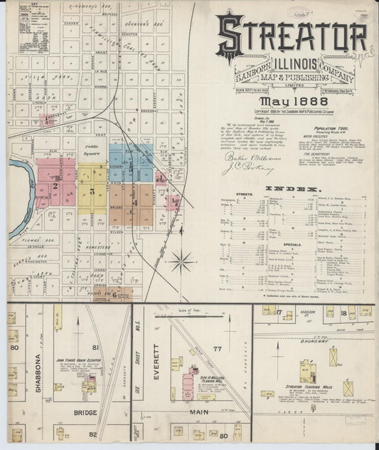 Sanborn Fire Insurance Map from Streator, La Salle County, Illinois (1888), Sheet #0001 - Complete Map Set gallery image, historic Sanborn map, vintage wall art, Illinois Illinois