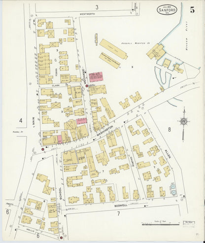 Sanborn Fire Insurance Map from Sanford, York County, Maine (1912), Sheet #0005 - Complete Map Set gallery image, historic Sanborn map, vintage wall art, Maine Maine