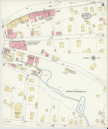 Sanborn Fire Insurance Map from Norwalk, Fairfield County, Connecticut (1912), Sheet #0008 - Complete Map Set gallery image, historic Sanborn map, vintage wall art, Connecticut Connecticut