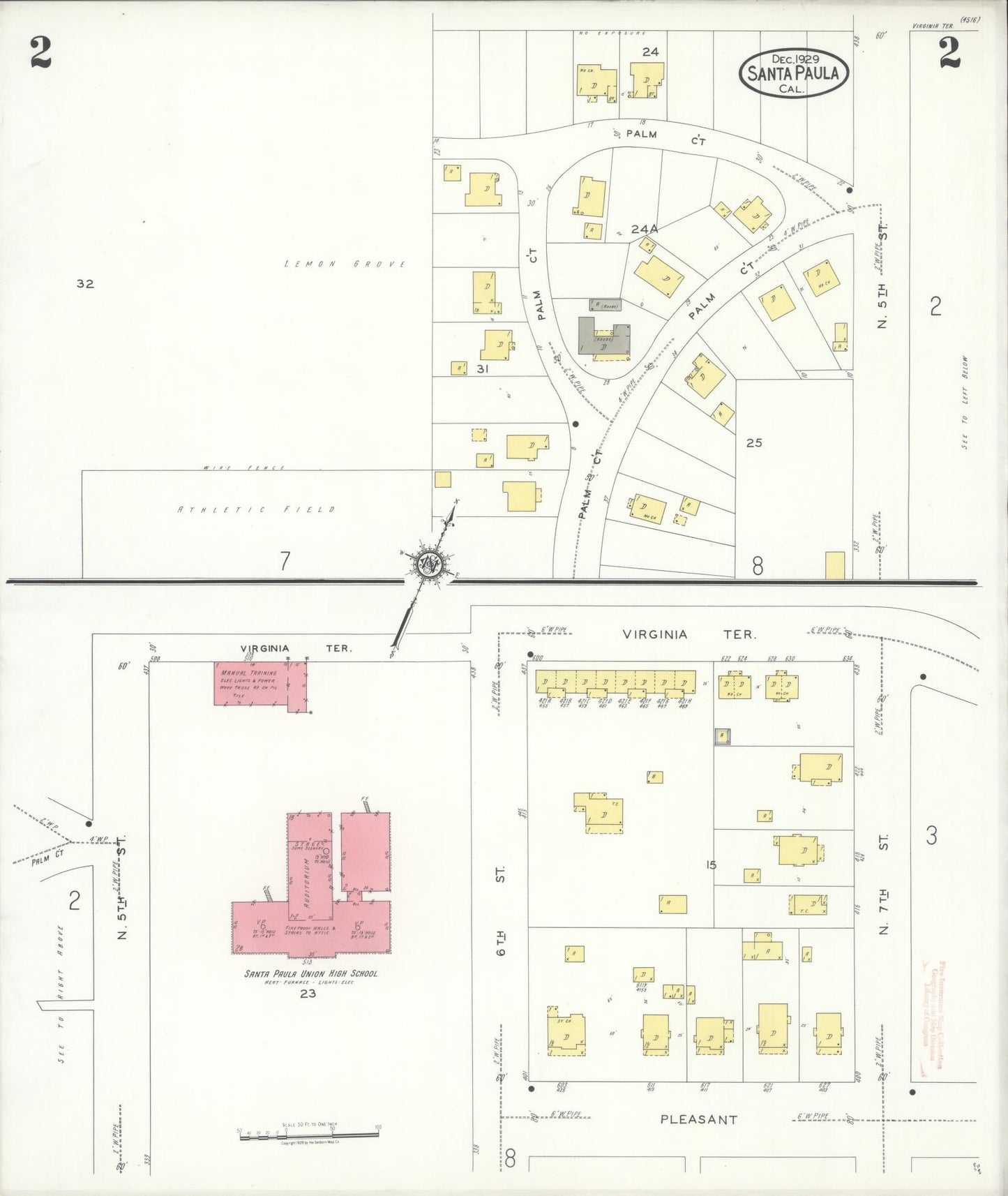 Sanborn Fire Insurance Map from Santa Paula, Ventura County, California (1929), Sheet #0002 - Complete Map Set gallery image, historic Sanborn map, vintage wall art, California California