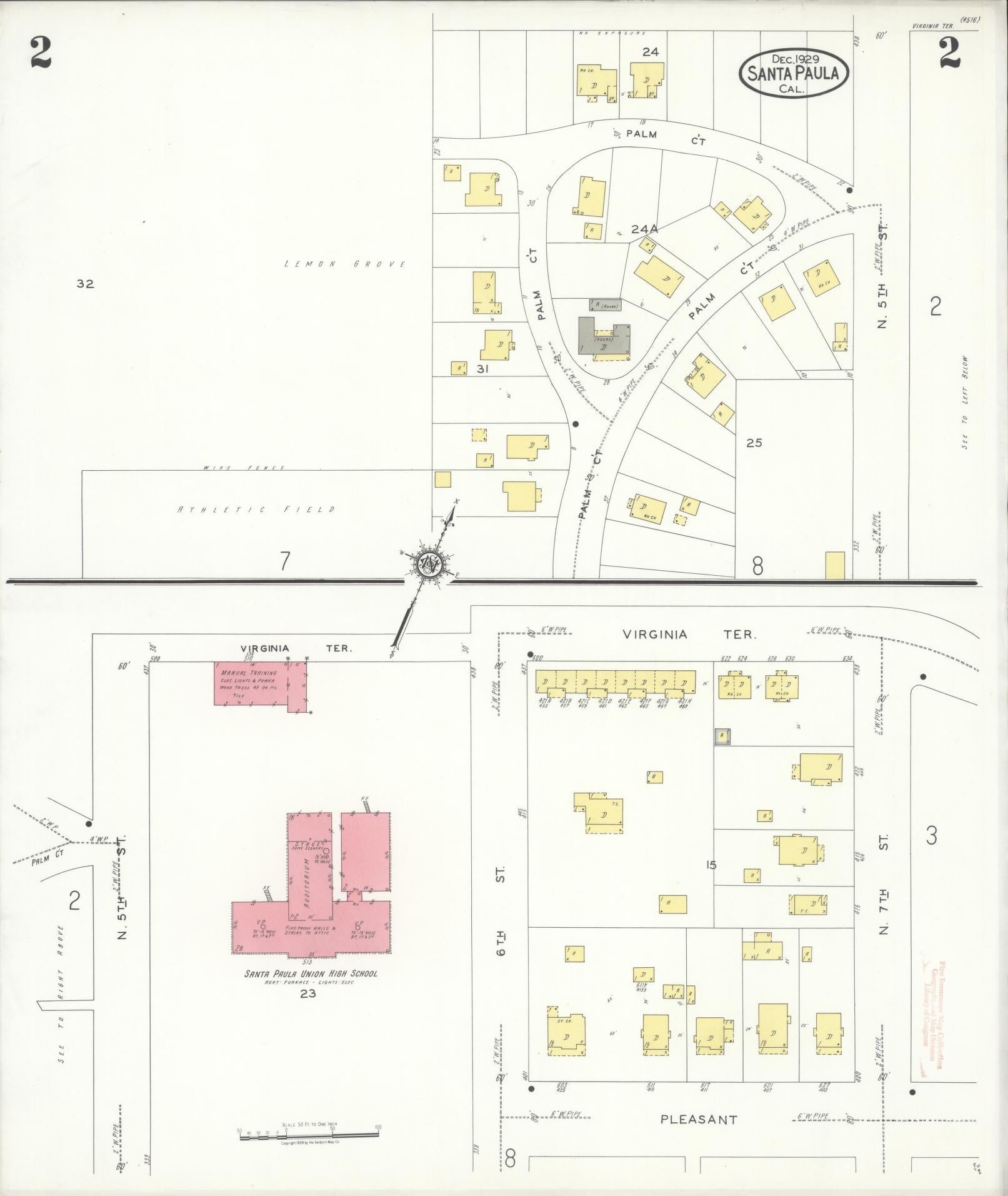 Sanborn Fire Insurance Map from Santa Paula, Ventura County, California (1929), Sheet #0002 - Complete Map Set gallery image, historic Sanborn map, vintage wall art, California California