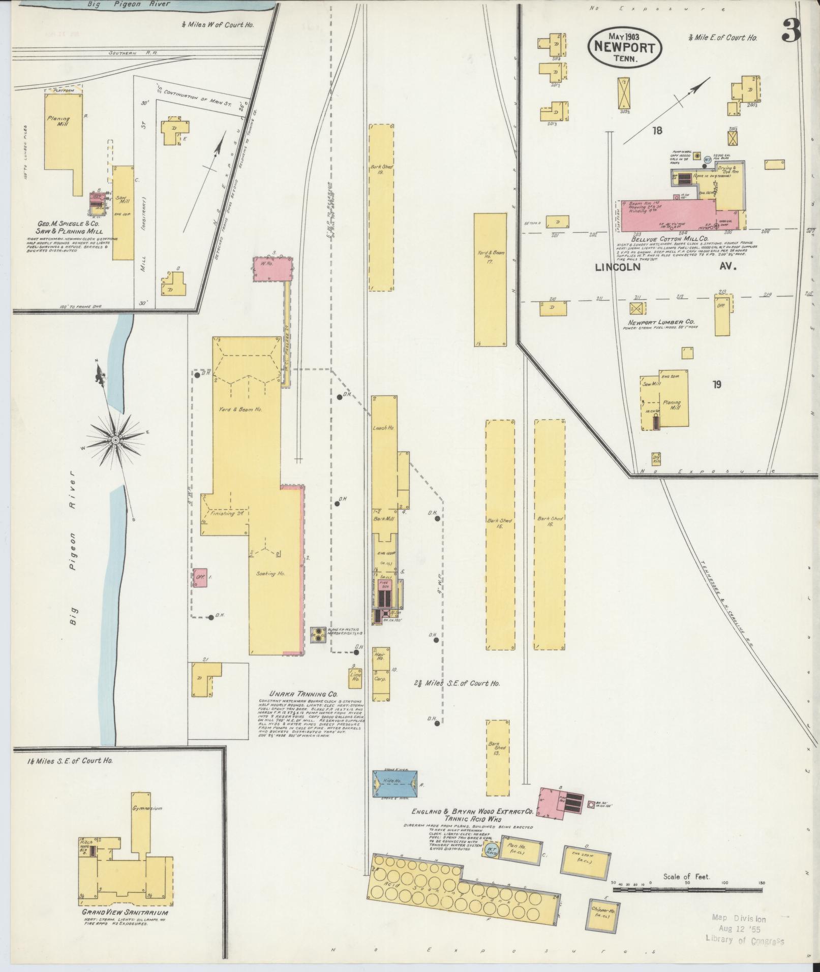 Sanborn Fire Insurance Map from Newport, Cocke County, Tennessee (1903), Sheet #0003 - Historic Sanborn Fire Insurance Map Print, vintage old map wall art, antique decor, genealogy gift, Tennessee Tennessee map