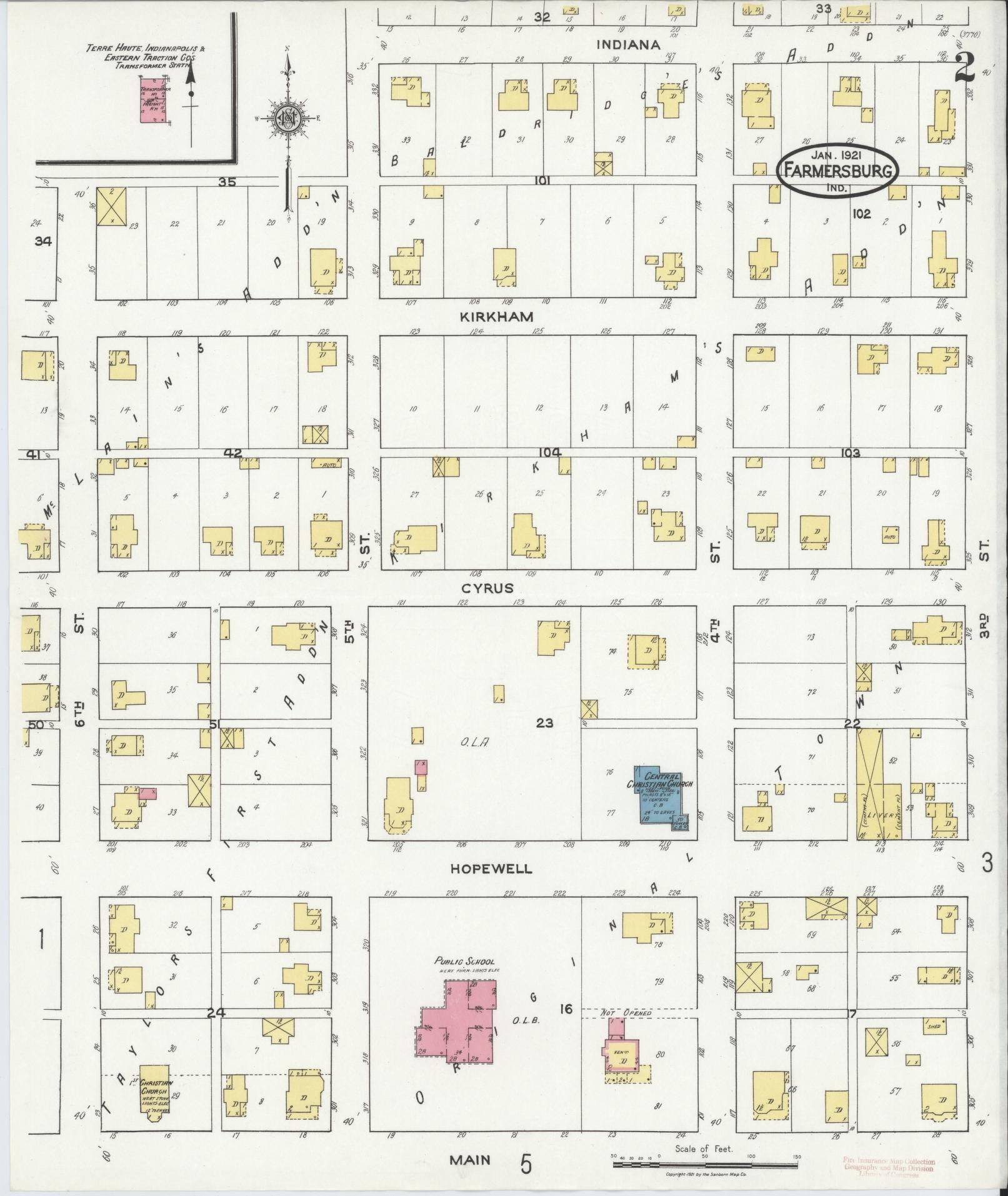 Sanborn Fire Insurance Map from Farmersburg, Sullivan County, Indiana (1921), Sheet #0002 - Complete Map Set gallery image, historic Sanborn map, vintage wall art, Indiana Indiana
