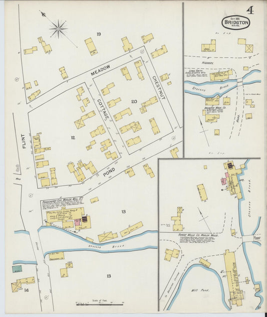 Sanborn Fire Insurance Map from Bridgton, Cumberland County, Maine (1892), Sheet #0004 - Historic Sanborn Fire Insurance Map Print, vintage old map wall art, antique decor, genealogy gift, Maine Maine map