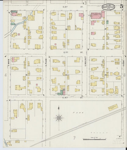 Sanborn Fire Insurance Map from Marysville, Union County, Ohio (1895), Sheet #0005 - Historic Sanborn Fire Insurance Map Print, vintage old map wall art, antique decor, genealogy gift, Ohio Ohio map