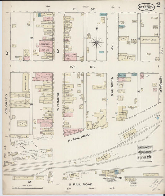 Sanborn Fire Insurance Map from Kearney, Buffalo County, Nebraska (1884), Sheet #0002 - Historic Sanborn Fire Insurance Map Print, vintage old map wall art, antique decor, genealogy gift, Nebraska Nebraska map