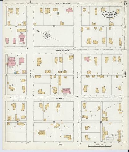 Sanborn Fire Insurance Map from Constantine, Saint Joseph County, Michigan (1897), Sheet #0003 - Complete Map Set gallery image, historic Sanborn map, vintage wall art, Michigan Michigan
