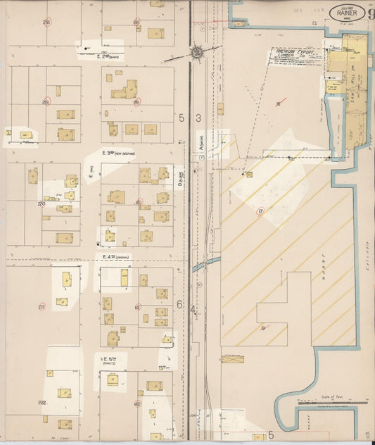 Sanborn Fire Insurance Map from Rainier, Columbia County, Oregon (1931), Sheet #0009 - Historic Sanborn Fire Insurance Map Print, vintage old map wall art, antique decor, genealogy gift, Oregon Oregon map