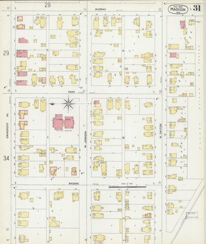 Sanborn Fire Insurance Map from Madison, Dane County, Wisconsin (1902), Sheet #0031 - Complete Map Set gallery image, historic Sanborn map, vintage wall art, Wisconsin Wisconsin