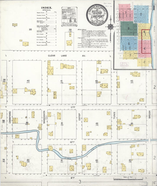 Sanborn Fire Insurance Map from Lakeport, Lake County, California (1911), Sheet #0001 - Historic Sanborn Fire Insurance Map Print, vintage old map wall art, antique decor, genealogy gift, California California map