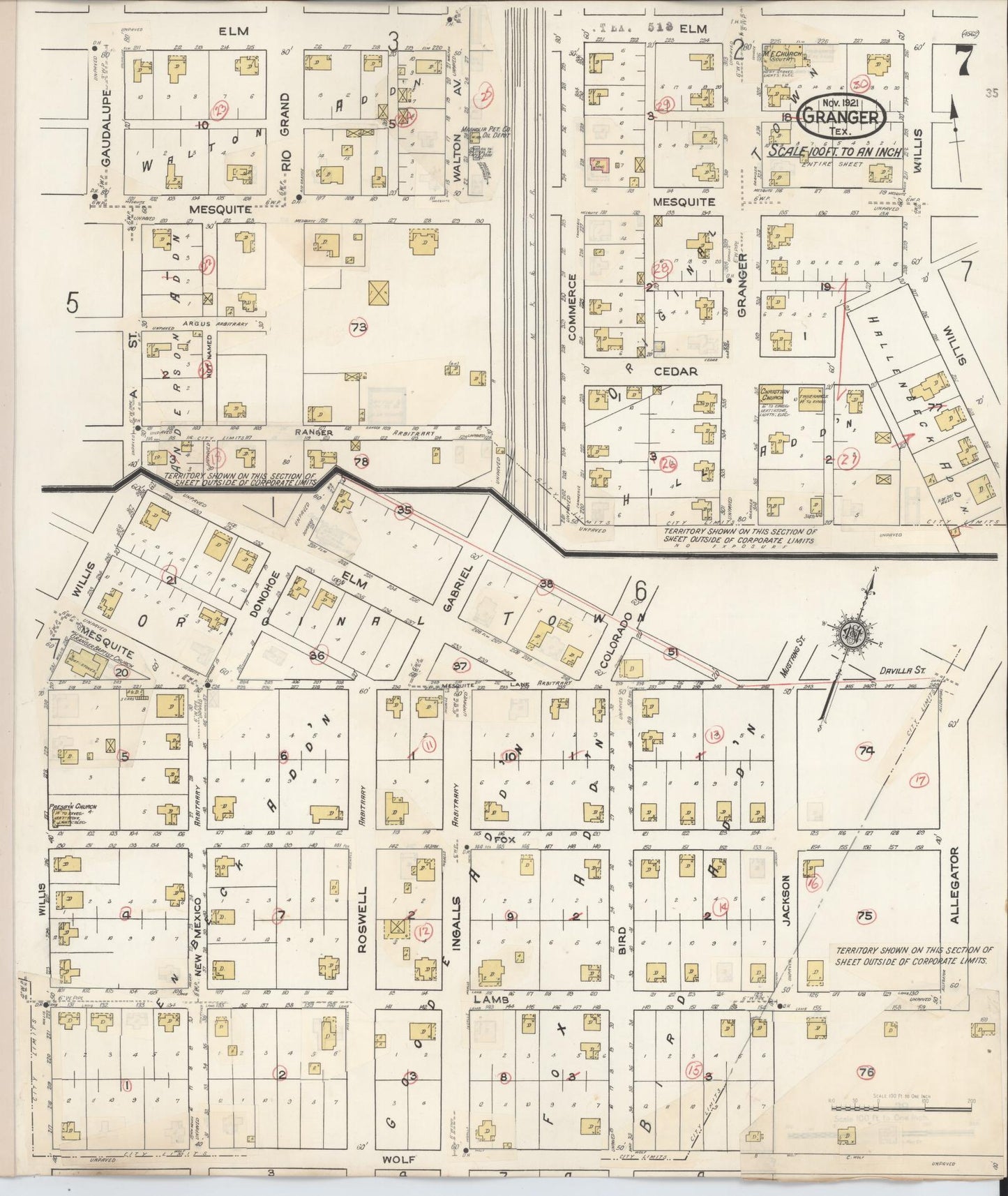 Sanborn Fire Insurance Map from Granger, Williamson County, Texas (1940), Sheet #0007 - Complete Map Set gallery image, historic Sanborn map, vintage wall art, Texas Texas