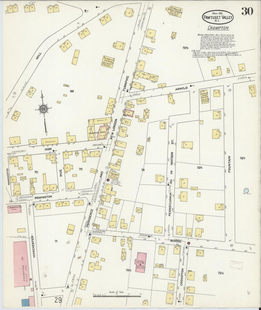 Sanborn Fire Insurance Map from Pawtuxet Valley, Kent and Providence Counties, Rhode Island (1911), Sheet #0030 - Historic Sanborn Fire Insurance Map Print, vintage old map wall art, antique decor, genealogy gift, Washington Washington map