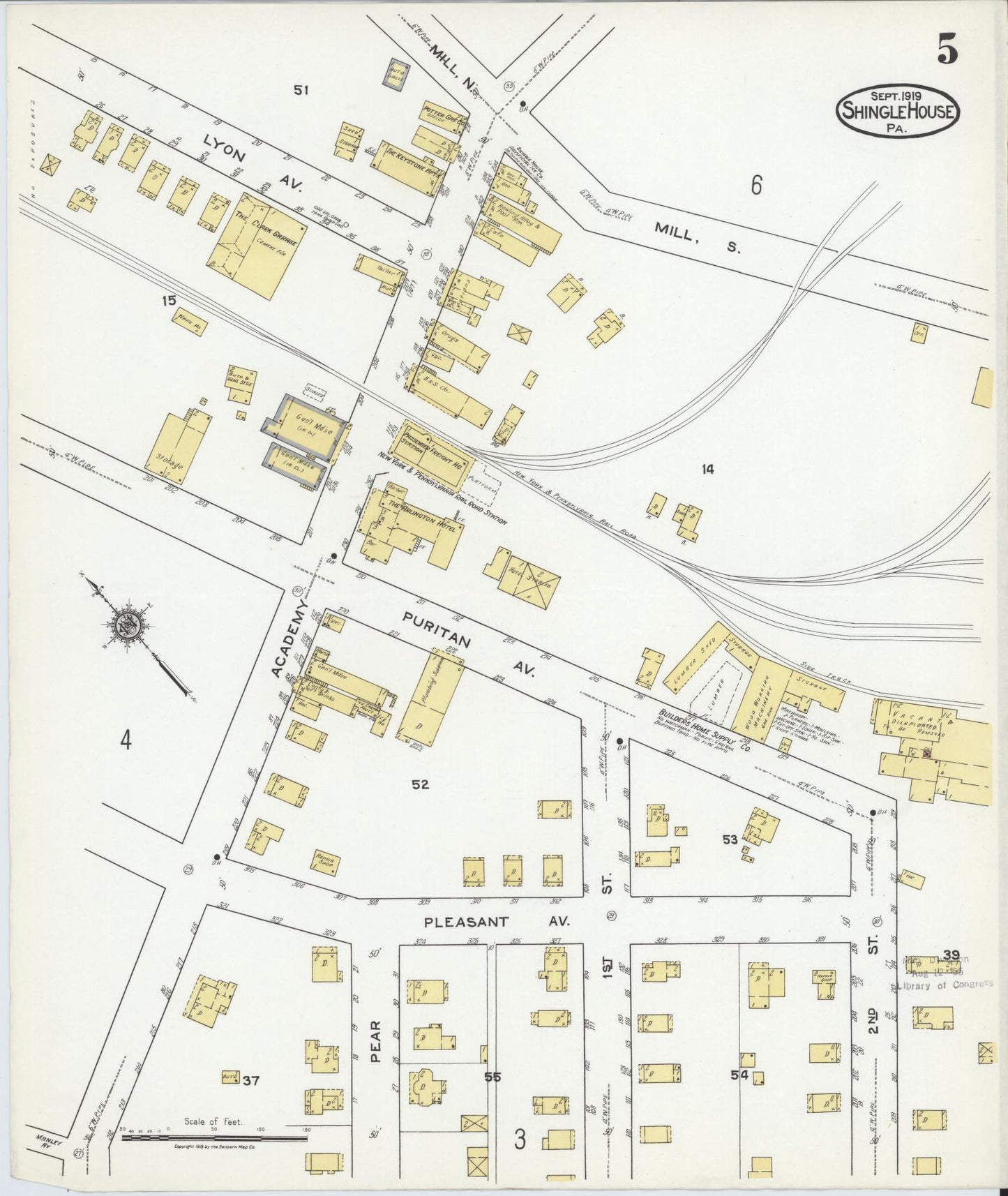 Sanborn Fire Insurance Map from Shingle House, Potter County, Pennsylvania (1919), Sheet #0005 - Complete Map Set gallery image, historic Sanborn map, vintage wall art, Pennsylvania Pennsylvania
