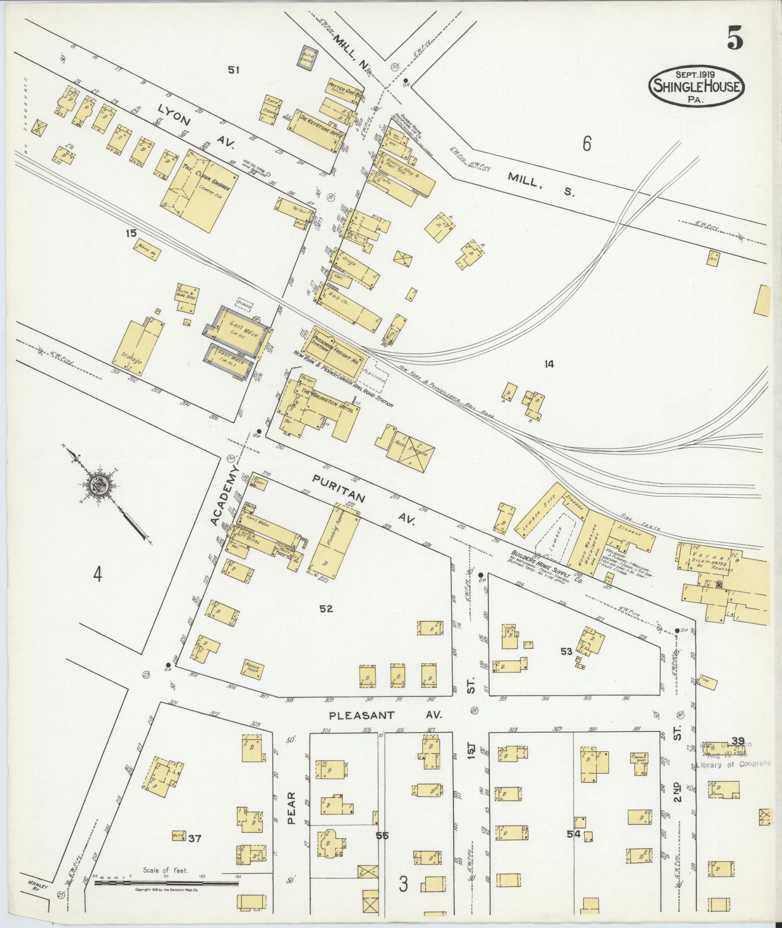 Sanborn Fire Insurance Map from Shingle House, Potter County, Pennsylvania (1919), Sheet #0005 - Complete Map Set gallery image, historic Sanborn map, vintage wall art, Pennsylvania Pennsylvania