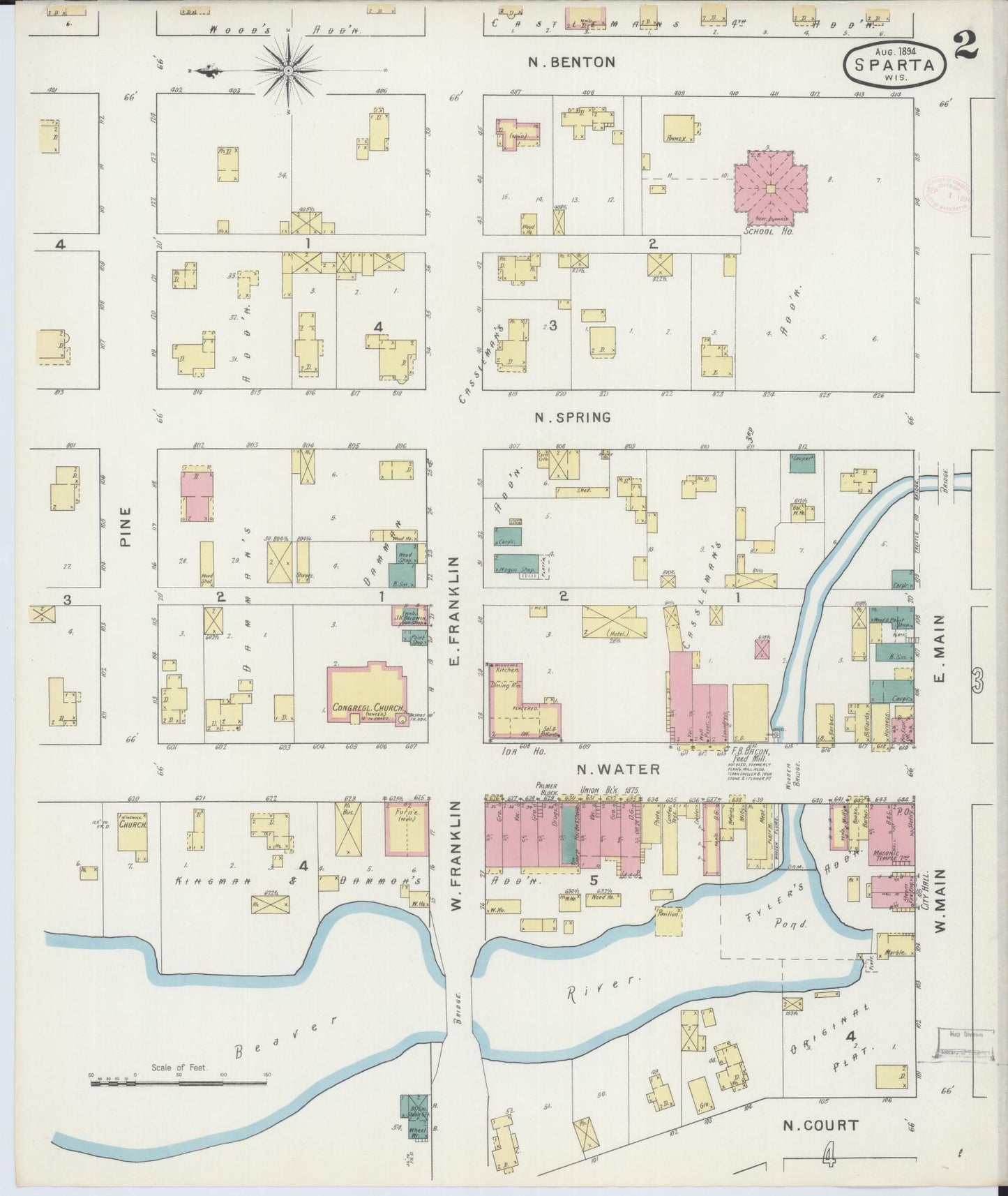 Sanborn Fire Insurance Map from Sparta, Monroe County, Wisconsin (1894), Sheet #0002 - Historic Sanborn Fire Insurance Map Print, vintage old map wall art, antique decor, genealogy gift, Wisconsin Wisconsin map