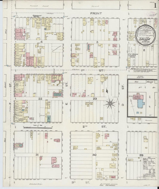 Sanborn Fire Insurance Map from Salida, Chaffee County, Colorado (1886), Sheet #0001 - Complete Map Set gallery image, historic Sanborn map, vintage wall art, Colorado Colorado