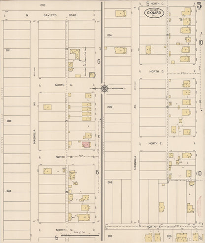 Sanborn Fire Insurance Map from Oxnard, Ventura County, California (1912), Sheet #0005 - Complete Map Set gallery image, historic Sanborn map, vintage wall art, California California