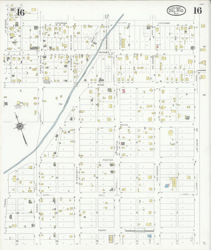 Sanborn Fire Insurance Map from Del Rio, Val Verde County, Texas (1930), Sheet #0016 - Complete Map Set gallery image, historic Sanborn map, vintage wall art, Texas Texas