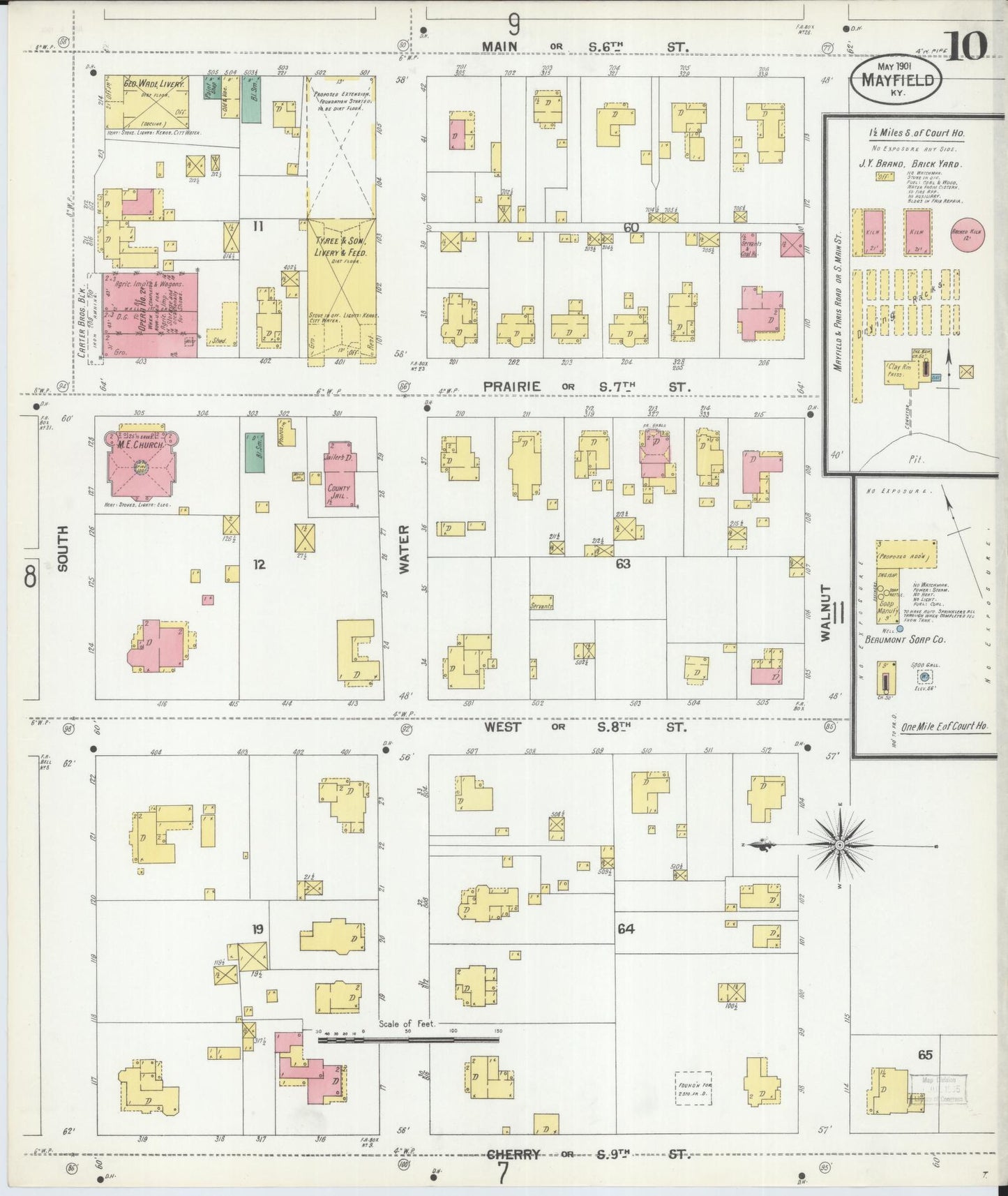 Sanborn Fire Insurance Map from Mayfield, Graves County, Kentucky (1901), Sheet #0010 - Complete Map Set gallery image, historic Sanborn map, vintage wall art, Kentucky Kentucky