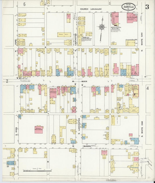 Sanborn Fire Insurance Map from Annville, Lebanon County, Pennsylvania (1911), Sheet #0003 - Historic Sanborn Fire Insurance Map Print, vintage old map wall art, antique decor, genealogy gift, Pennsylvania Pennsylvania map