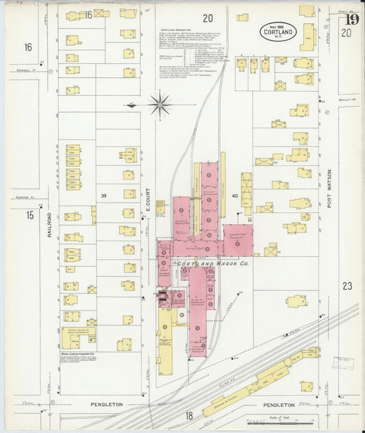 Sanborn Fire Insurance Map from Cortland, Cortland County, New York (1908), Sheet #0019 - Historic Sanborn Fire Insurance Map Print, vintage old map wall art, antique decor, genealogy gift, New York New York map