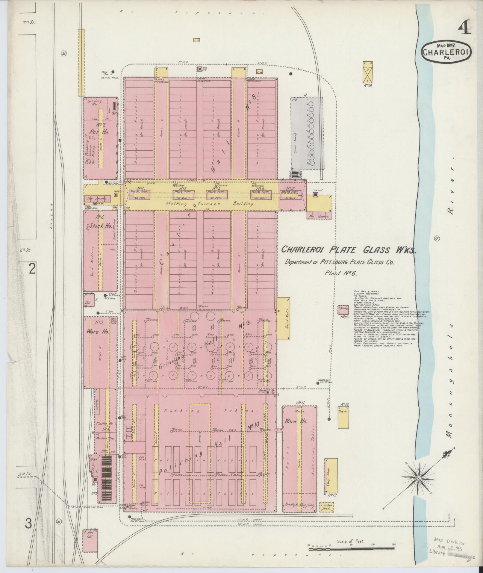Sanborn Fire Insurance Map from Charleroi, Washington County, Pennsylvania (1897), Sheet #0004 - Historic Sanborn Fire Insurance Map Print, vintage old map wall art, antique decor, genealogy gift, Pennsylvania Pennsylvania map