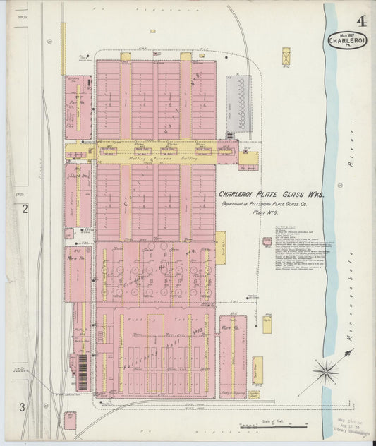 Sanborn Fire Insurance Map from Charleroi, Washington County, Pennsylvania (1897), Sheet #0004 - Historic Sanborn Fire Insurance Map Print, vintage old map wall art, antique decor, genealogy gift, Pennsylvania Pennsylvania map
