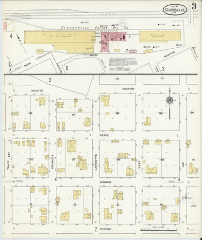 Sanborn Fire Insurance Map from Clarksville, Red River County, Texas (1911), Sheet #0003 - Historic Sanborn Fire Insurance Map Print, vintage old map wall art, antique decor, genealogy gift, Texas Texas map