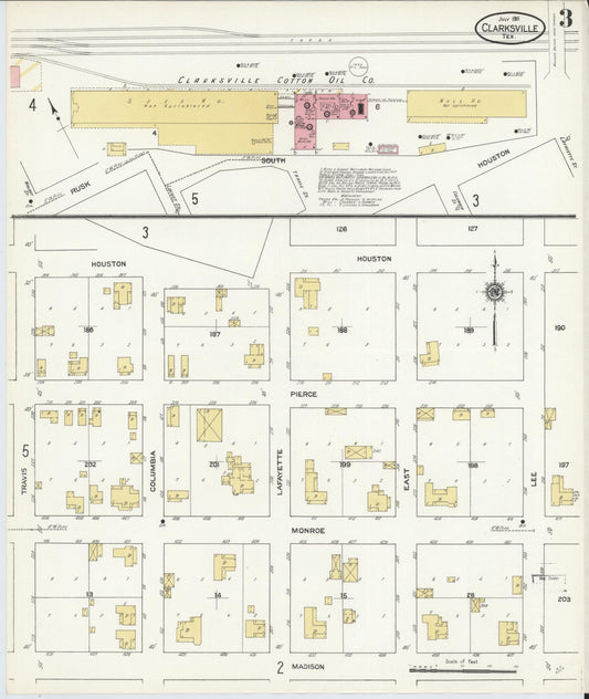 Sanborn Fire Insurance Map from Clarksville, Red River County, Texas (1911), Sheet #0003 - Historic Sanborn Fire Insurance Map Print, vintage old map wall art, antique decor, genealogy gift, Texas Texas map