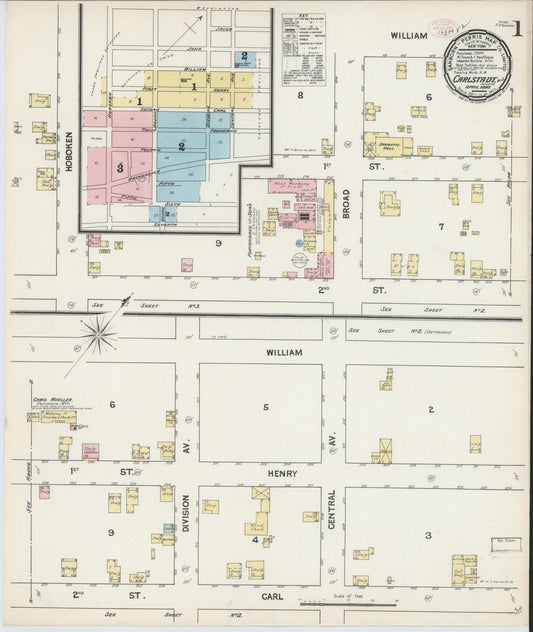 Sanborn Fire Insurance Map from Carlstadt, Bergen County, New Jersey (1890), Sheet #0001 - Historic Sanborn Fire Insurance Map Print, vintage old map wall art, antique decor, genealogy gift, New Jersey New Jersey map