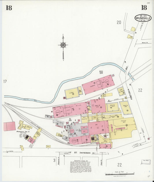 Sanborn Fire Insurance Map from Moundsville, Marshall County, West Virginia (1923), Sheet #0018 - Historic Sanborn Fire Insurance Map Print, vintage old map wall art, antique decor, genealogy gift, West Virginia West Virginia map