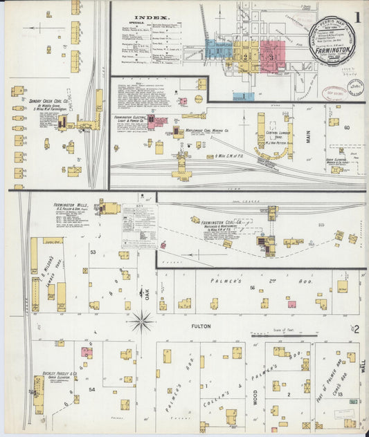 Sanborn Fire Insurance Map from Farmington, Fulton County, Illinois (1899), Sheet #0001 - Historic Sanborn Fire Insurance Map Print, vintage old map wall art, antique decor, genealogy gift, Illinois Illinois map