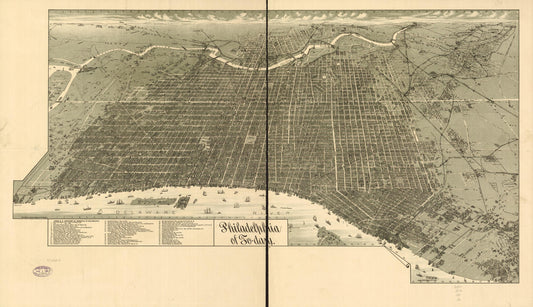 Philadelphia of to-day. (1887) – Historic Bird’s-Eye View Panorama Print