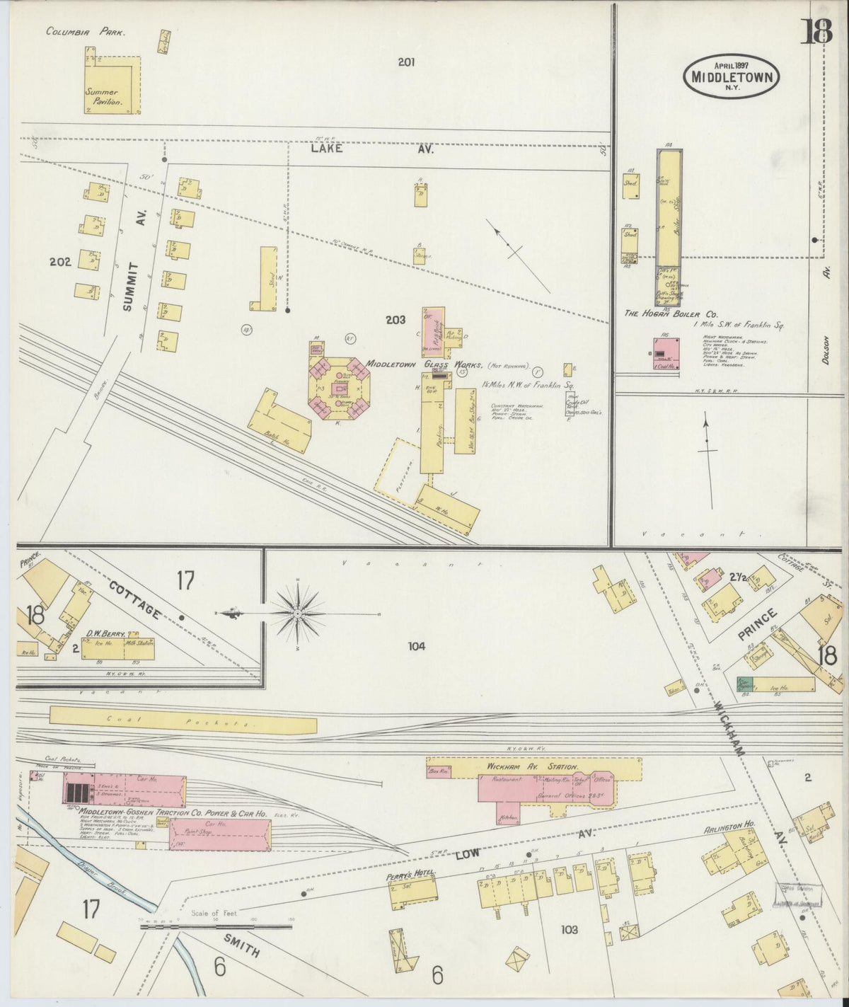 Sanborn Fire Insurance Map from Middletown, Orange County, New York (1897), Sheet #0018 - Historic Sanborn Fire Insurance Map Print, vintage old map wall art, antique decor, genealogy gift, New York New York map