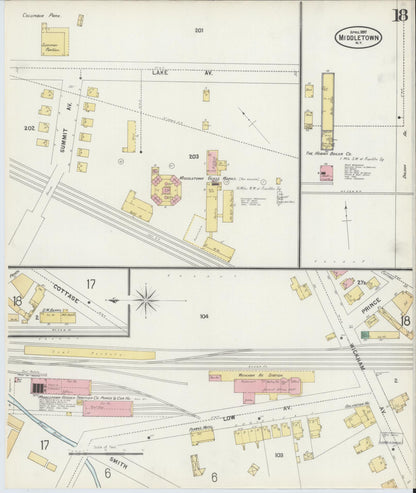 Sanborn Fire Insurance Map from Middletown, Orange County, New York (1897), Sheet #0018 - Historic Sanborn Fire Insurance Map Print, vintage old map wall art, antique decor, genealogy gift, New York New York map
