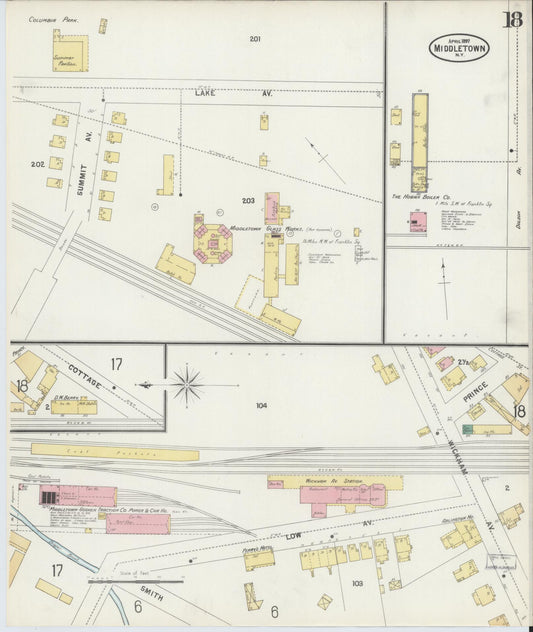 Sanborn Fire Insurance Map from Middletown, Orange County, New York (1897), Sheet #0018 - Historic Sanborn Fire Insurance Map Print, vintage old map wall art, antique decor, genealogy gift, New York New York map