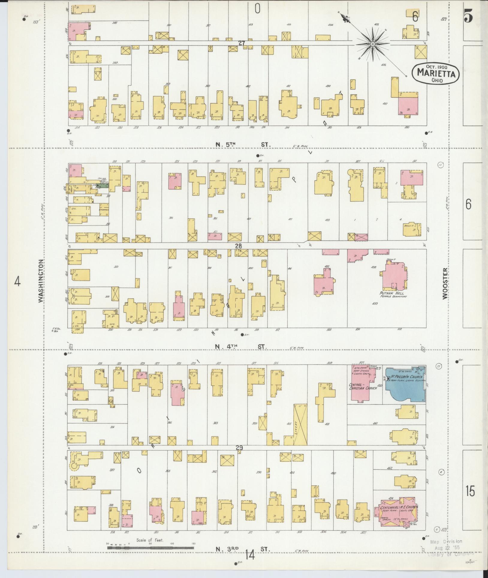 Sanborn Fire Insurance Map from Marietta, Washington County, Ohio (1900), Sheet #0005 - Complete Map Set gallery image, historic Sanborn map, vintage wall art, Ohio Ohio